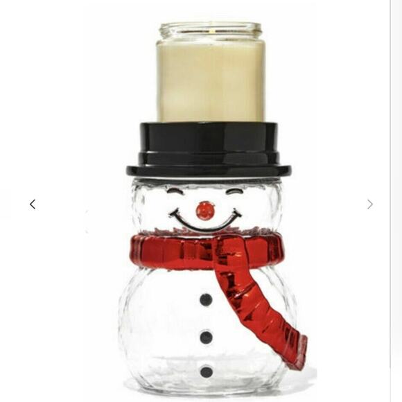 HOLIDAY SNOWMAN PEDESTAL CANDLE HOLDER ☃️ SINGLE WICK BY BATH & BODY WORKS - Picture 2 of 4